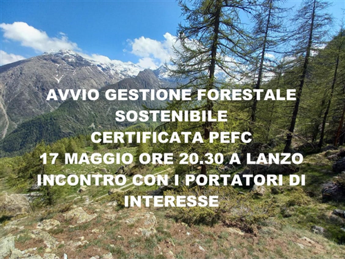Certificazione della Gestione Forestale Sostenibile PEFC - Invito ad incontro pubblico